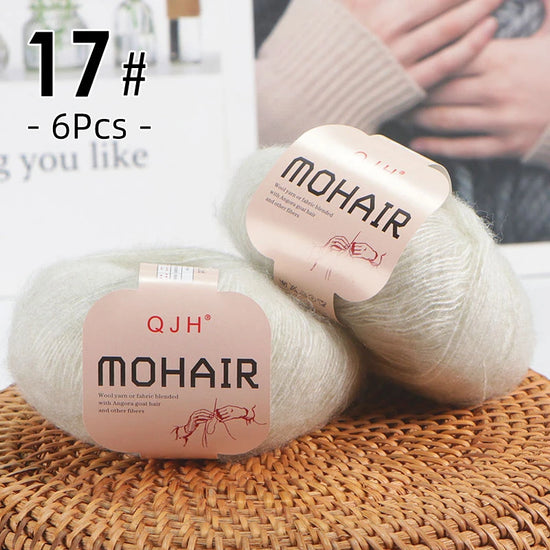 Set 6 gomitoli filato mohair morbido – lana angora effetto fluffy per maglioni, sciarpe, shawl fai-da-te