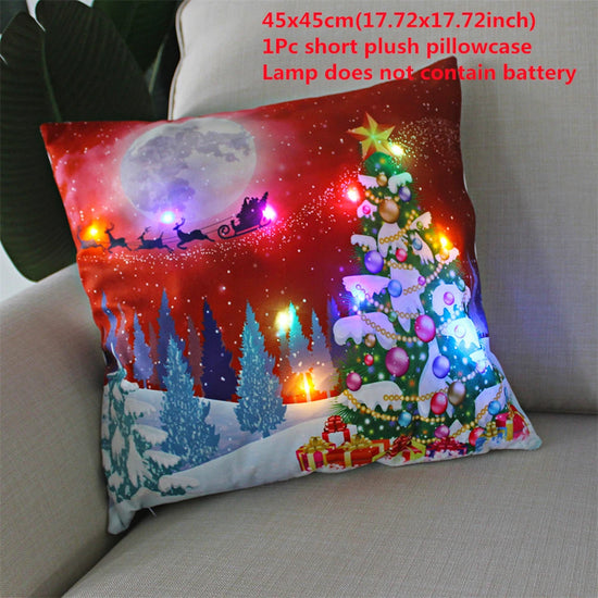 Copricuscino natalizio LED 45×45 cm ‒ federa luminosa decorativa per Natale, addobbo casa & divano
