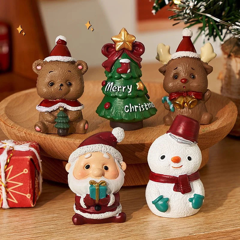 Decorazioni natalizie da scrivania 2025 ‒ set figurine Piccolo Babbo Natale + Alberello ornamentale per ufficio e casa