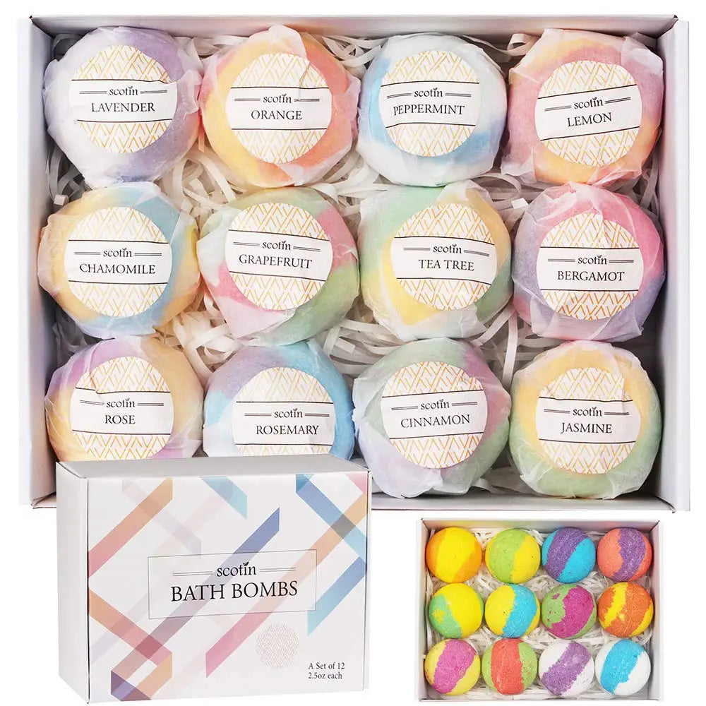 Bombe da Bagno Naturali 12 Pezzi – Set Spa Relax Handmade Regalo Donna