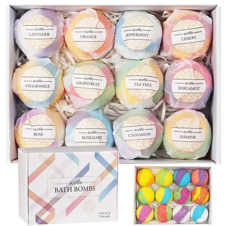 Bombe da Bagno Naturali 12 Pezzi – Set Spa Relax Handmade Regalo Donna