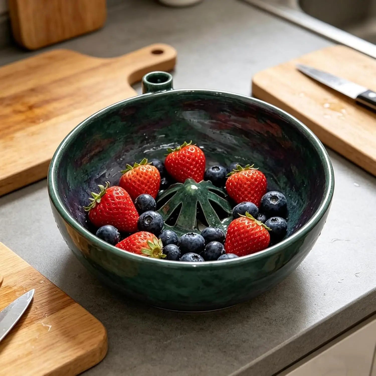 Ciotola Lavafrutta a Vortice con Scarico – Scolapasta per Fragole e Frutti di Bosco