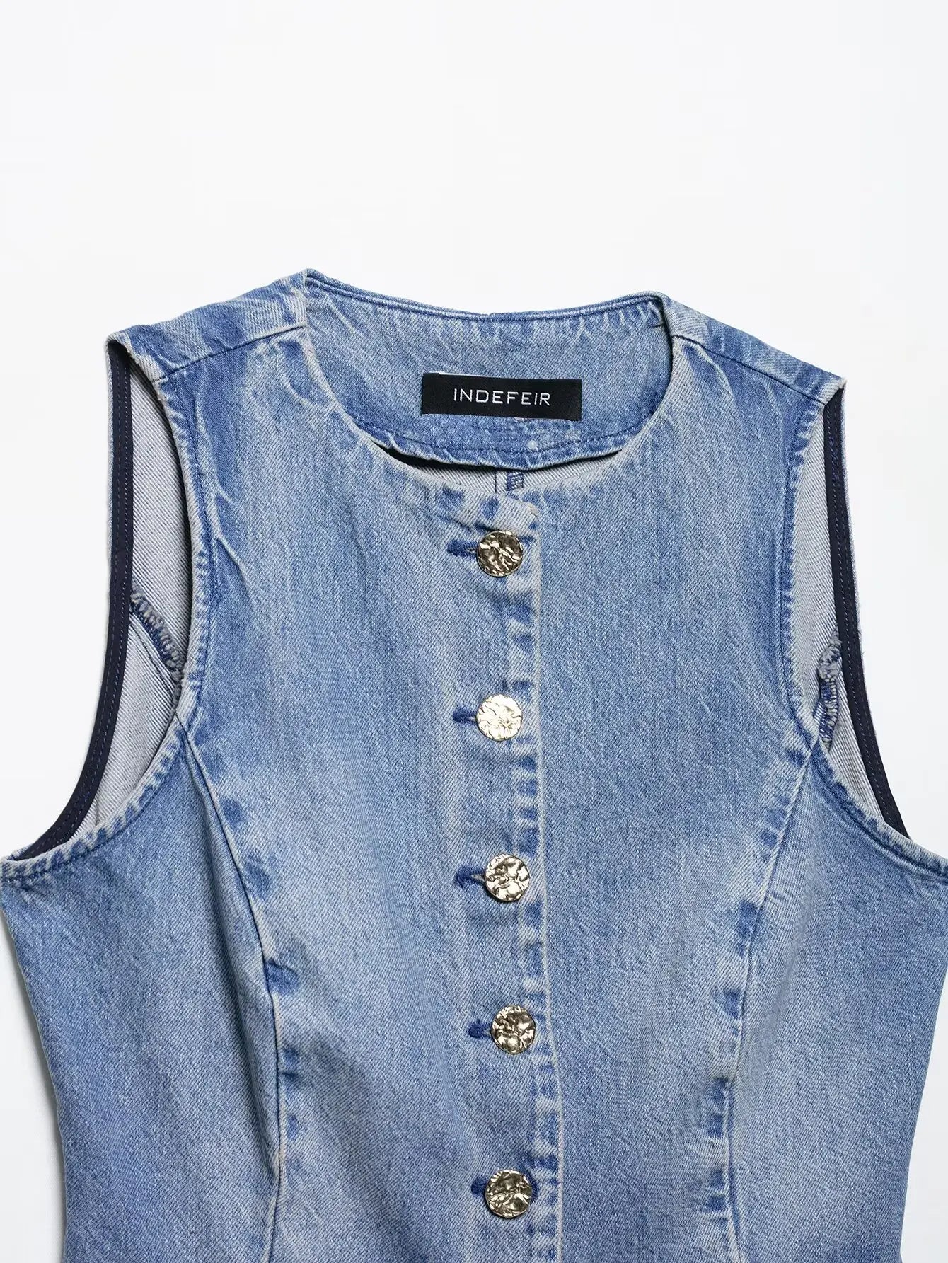 Set denim donna 2 pezzi 2025 – gilet con bottoni + jeans a vita alta wide-leg, look streetwear casual chic
