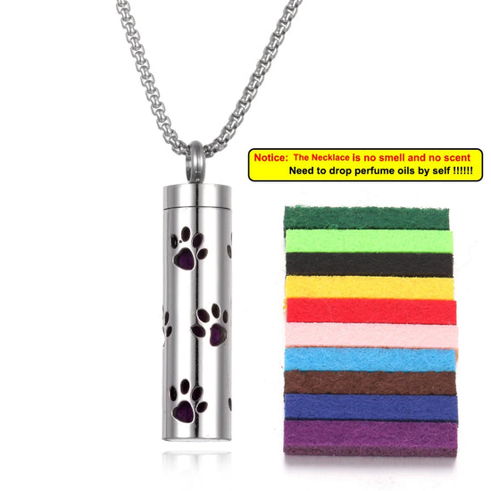 Collana diffusore profumo in acciaio – Aromaterapia wearable argento con spugnetta interna