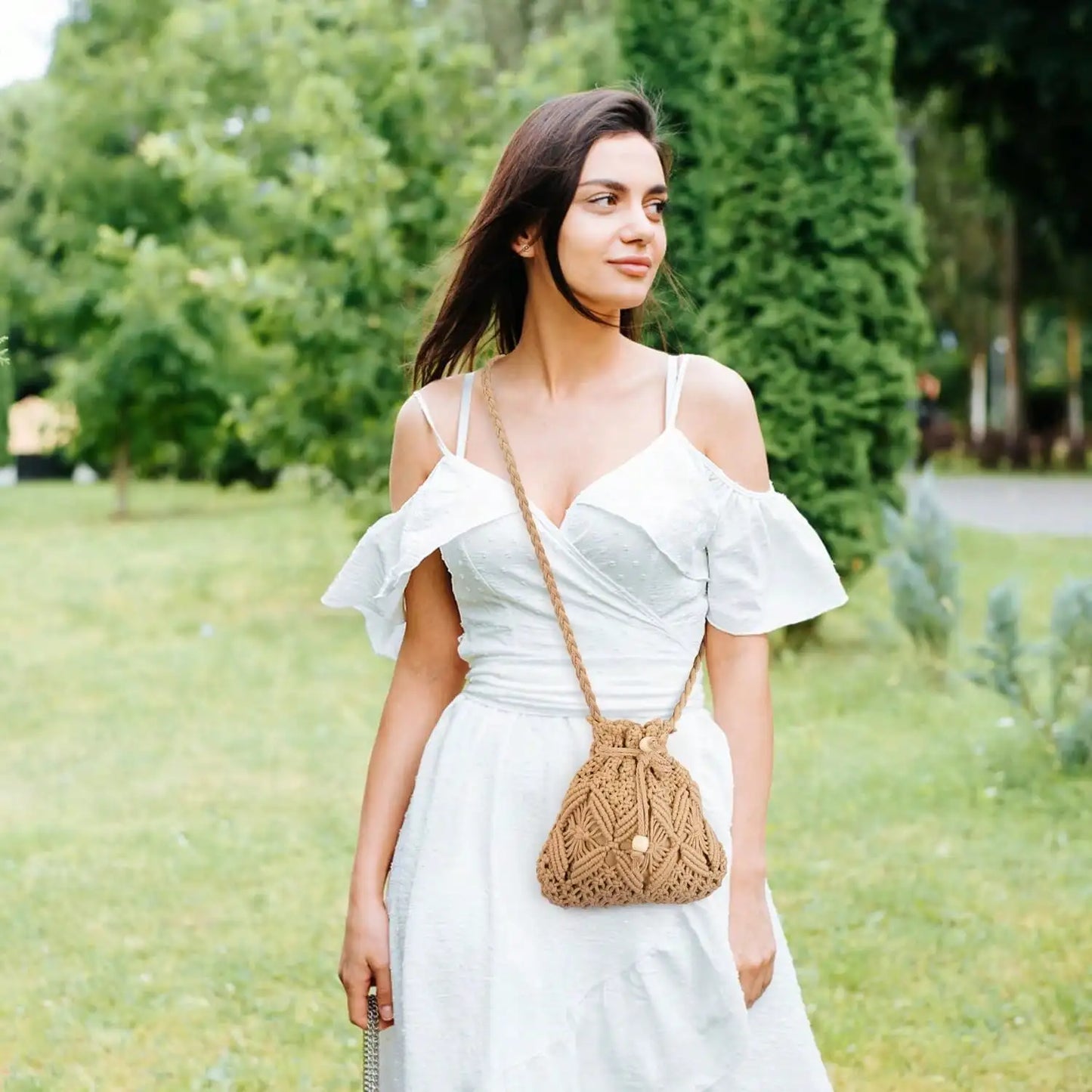 Borsa Donna Effetto Paglia Intrecciata – Secchiello Estivo a Tracolla