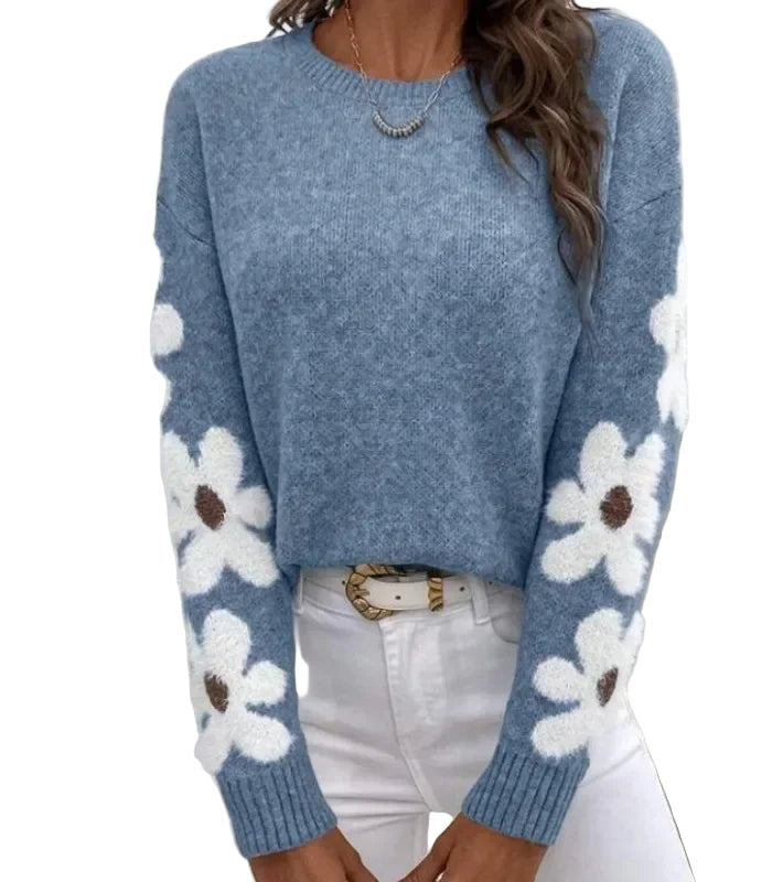 Pullover jacquard a fiori donna 2025 – Maglione elegante floreale knit per autunno/inverno, stile temperamento casual