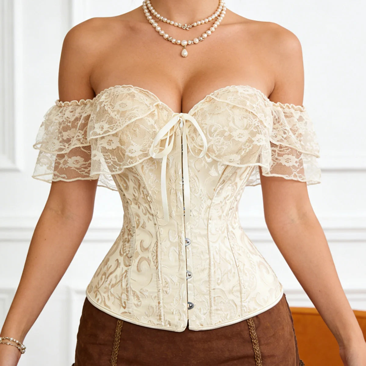 Corsetto Elegante Donna con Spalline a Sbuffo