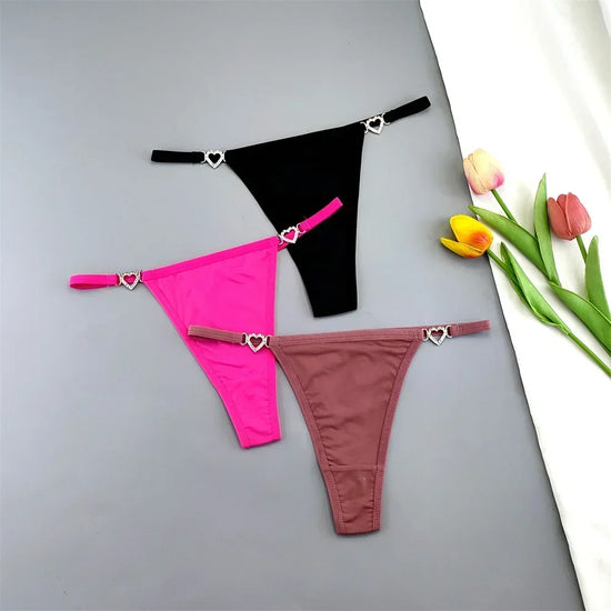 Set 3 Perizomi Sexy con Fibbia Strass – Effetto Ghiaccio, Invisibili, Ultra Comfort