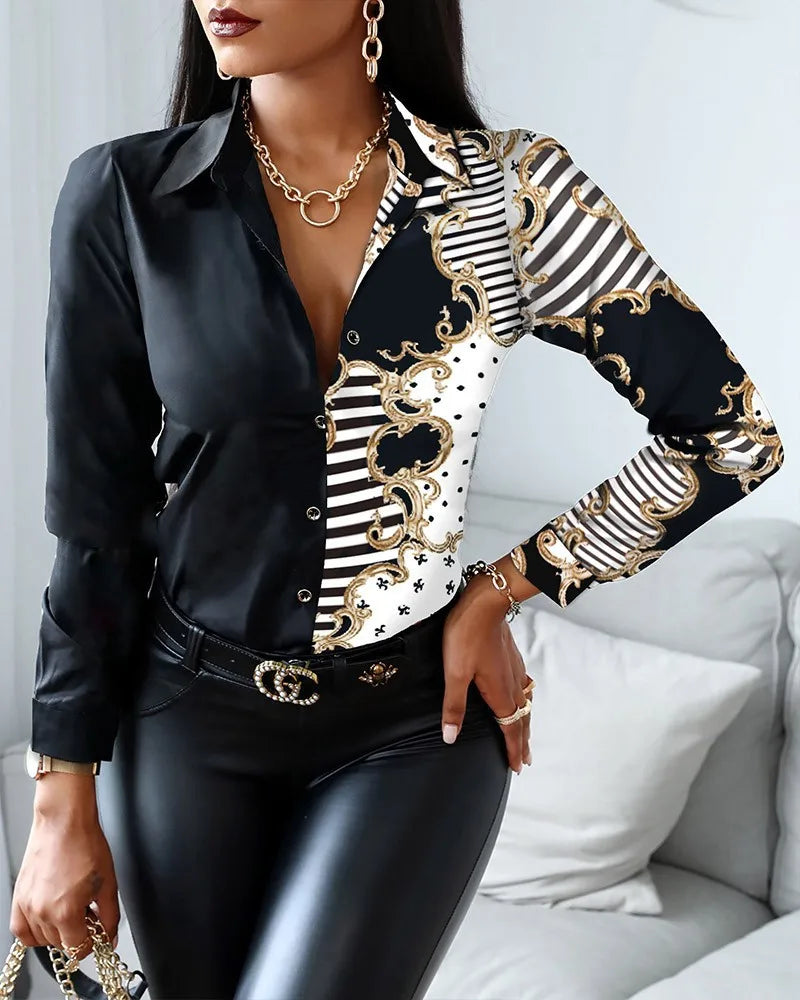 camicia donna maniche lunghe collo classico casual chic