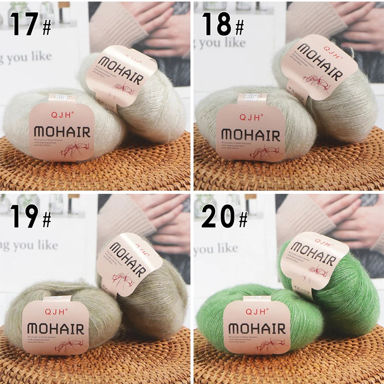Set 6 gomitoli filato mohair morbido – lana angora effetto fluffy per maglioni, sciarpe, shawl fai-da-te