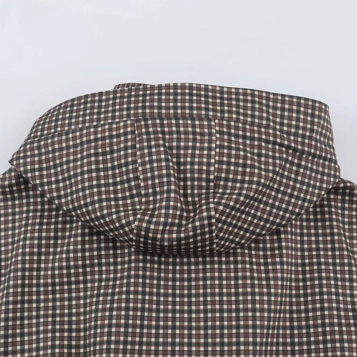Giacca donna a quadri con cappuccio e zip