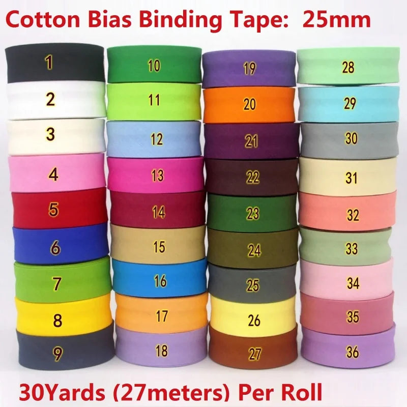 Nastro bias binding cotone 25 mm · rotolo 30 metri – rifiniture, bordi e accessori cucito fai-da-te
