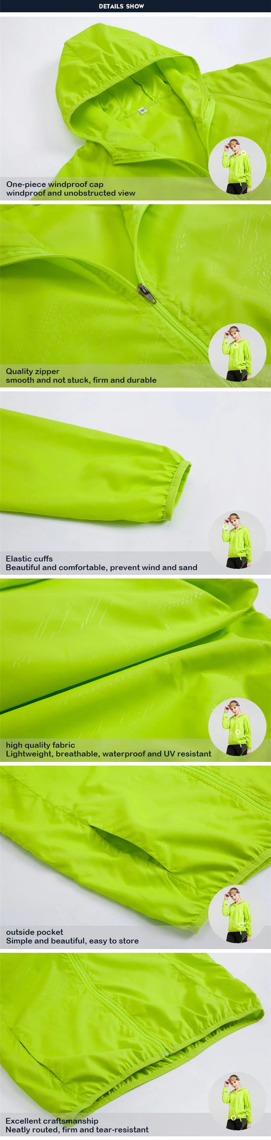 Giacca trekking unisex impermeabile e quick-dry – antivento, anti-UV e pieghevole per escursioni