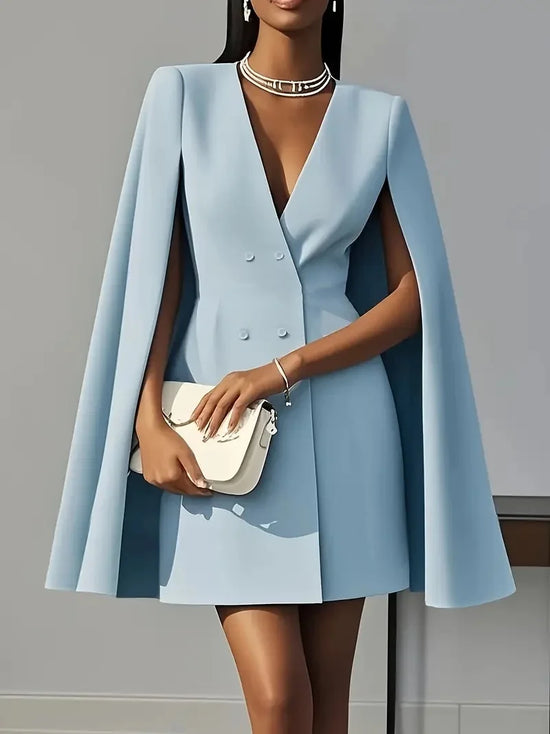 Giacca blazer abito donna elegante – doppio petto con maniche a mantella, stile cape dress per cerimonie