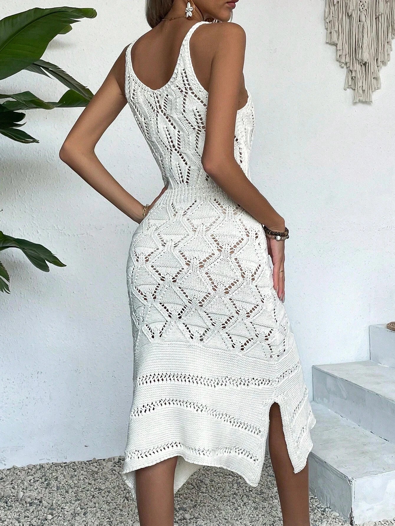 Copricostume Donna Bianco Traforato – Abito Mare Effetto Crochet