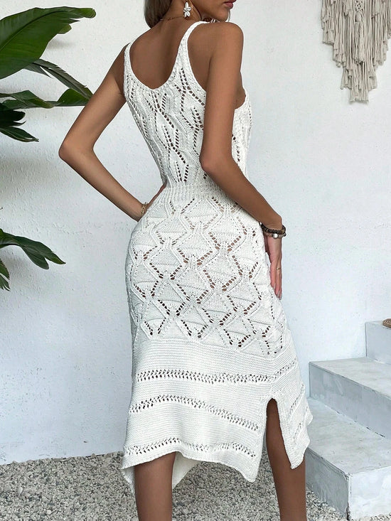 Copricostume Donna Bianco Traforato – Abito Mare Effetto Crochet