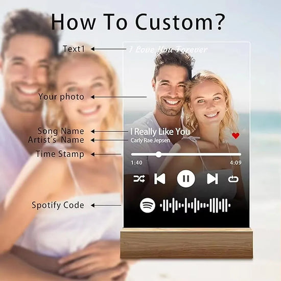 Targa Personalizzata con Musica Spotify – Lampada Acrilica Foto per Regalo Romantico