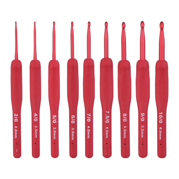 Set uncinetti ergonomici 9 pz Miusie – manico soft-touch, alluminio 2.0–6.0 mm