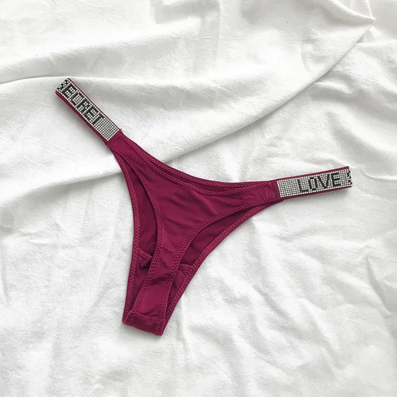 5 Slip a Vita Alta Sexy con Strass | Tanga Perizoma Donna S-XL