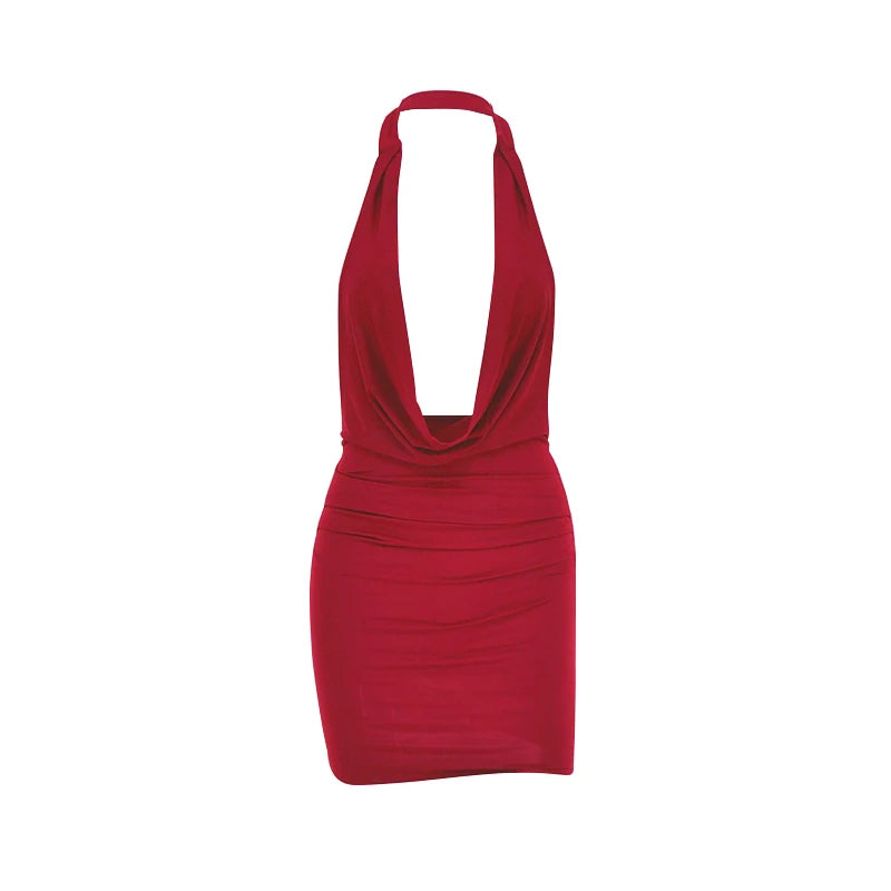 Sexy Mini Dress Donna Estivo – Bodycon Halter V‑Neck Backless 2025