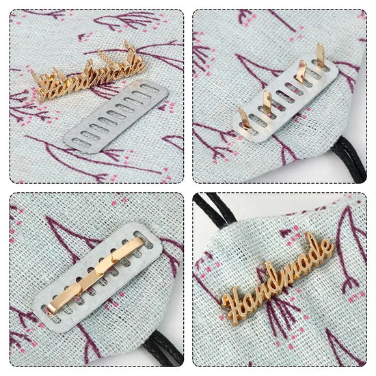 10Pcs Handmade etichette in metallo fatte a mano – Personalizzazione per abbigliamento, scarpe, borse e progetti