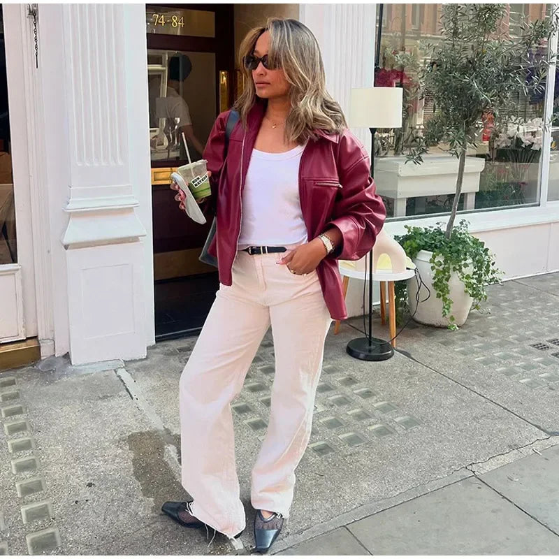 Giacca Donna in Similpelle con Zip e Colletto - immagine 36