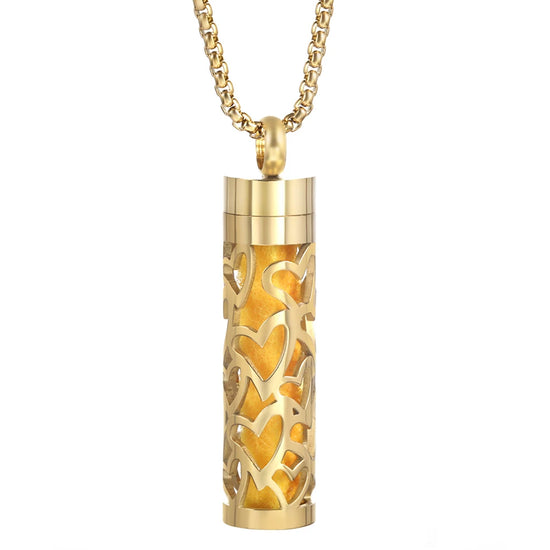 Collana dorata con diffusore per oli essenziali in acciaio inox – Gioiello aromaterapico profumato per donna