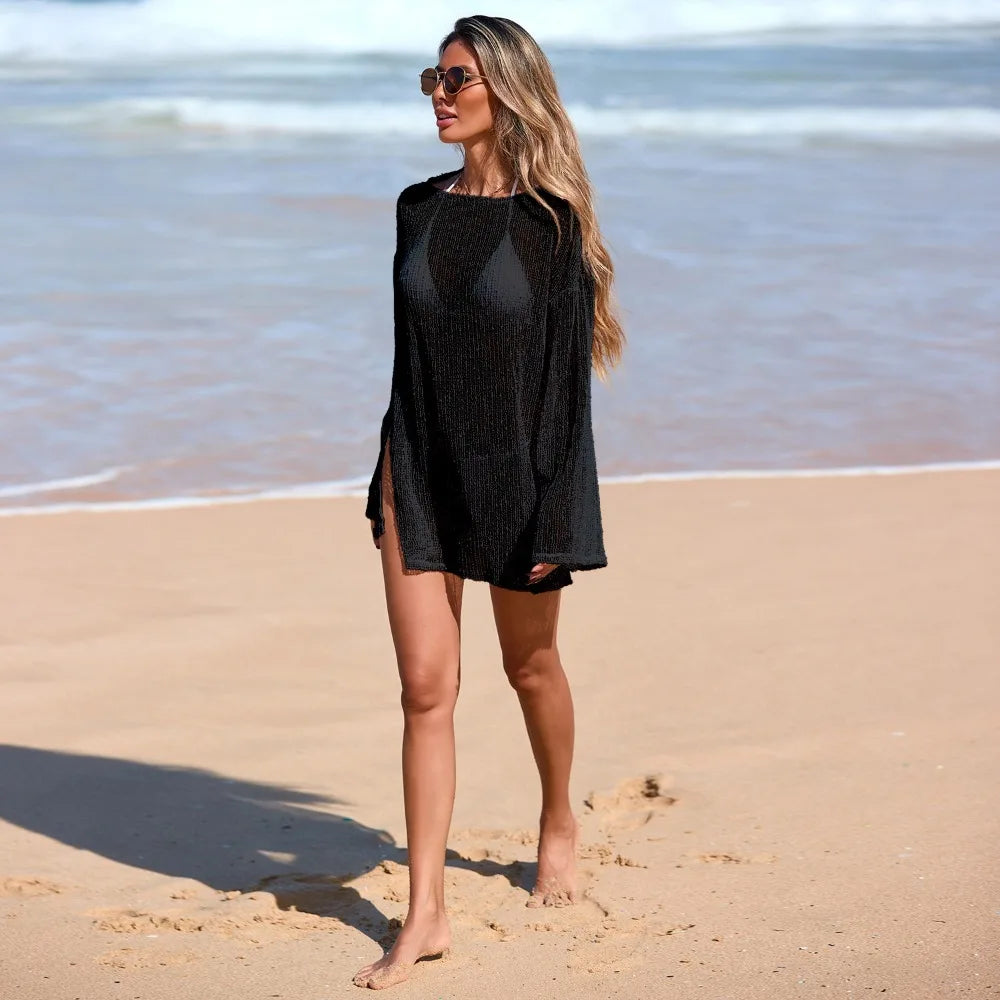 Copricostume Donna Mesh Traforato – Beach Dress Leggero Sopra Bikini