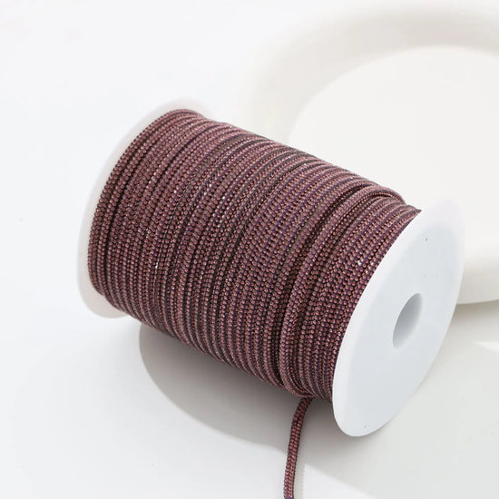 Corda in Cotone con Strass in Vetro 4 mm – 5 Metri Applicabile con Ferro o Cucitura per Abiti, Borse e Scarpe