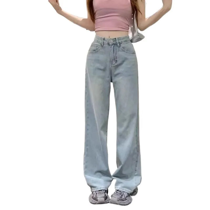 Jeans Straight Leg Donna con Fiocco e Ricamo - dettaglio prodotto