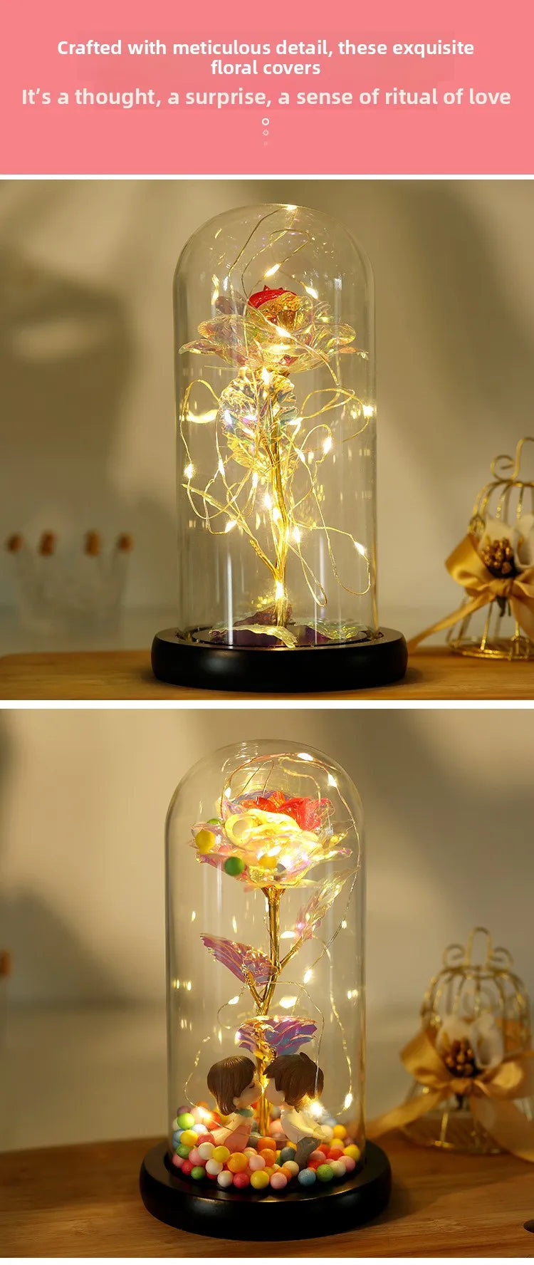 Rosa Eterna LED in Vetro – Regalo San Valentino per Fidanzata