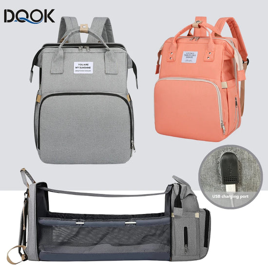 Zaino Fasciatoio Pieghevole 3 in 1 con Lettino Portatile – Borsa Mamma da Viaggio Leggera e Capiente
