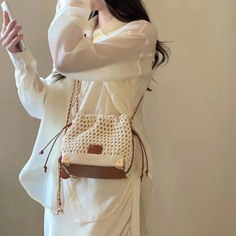 Borsa in Paglia Beige Donna a Tracolla – Estivo Casual Chic
