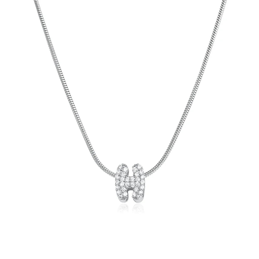 Collana iniziale personalizzabile A–Z con pavé di zirconi – acciaio, elegante