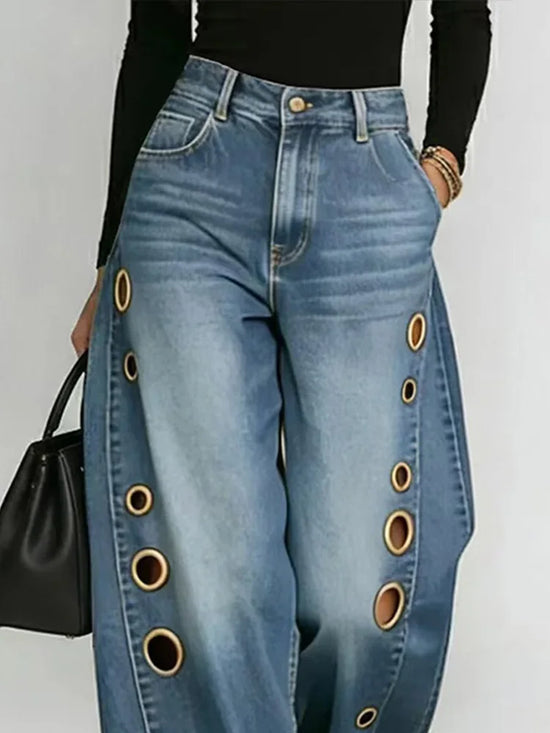 Jeans Donna Wide Leg con Pizzo – Denim Fashion Y2K