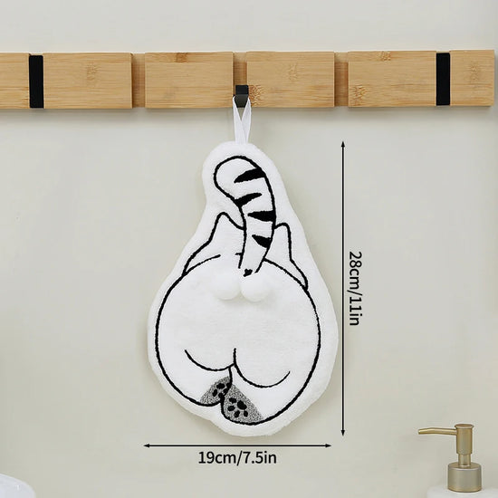 Cartoon Animals Hand Towel Absorbent Hand Cloth Bathroom Hanging Towel Kitchen Cleaning Wipe Cloth Cute Cat Bathroom Towels