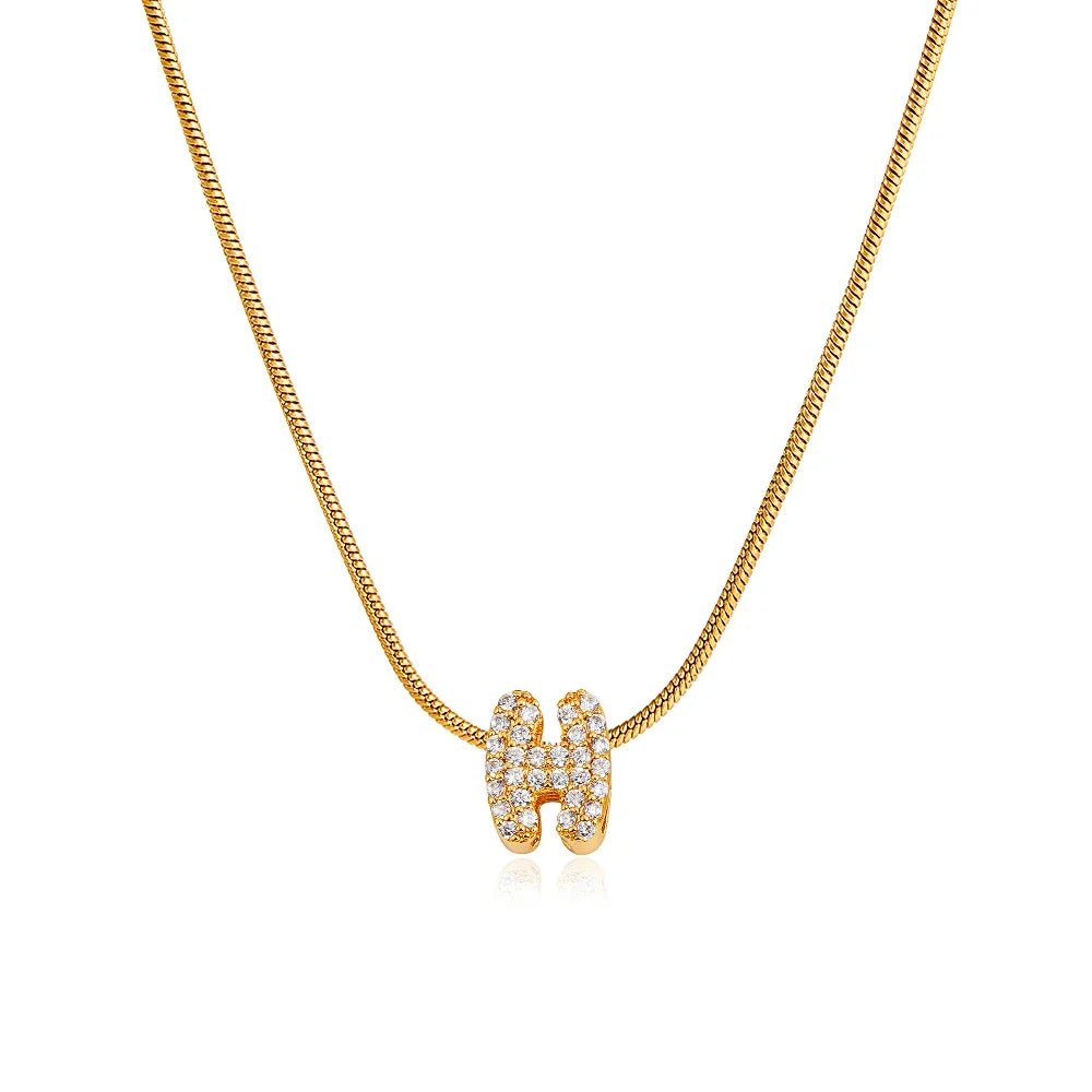 Collana iniziale personalizzabile A–Z con pavé di zirconi – acciaio, elegante