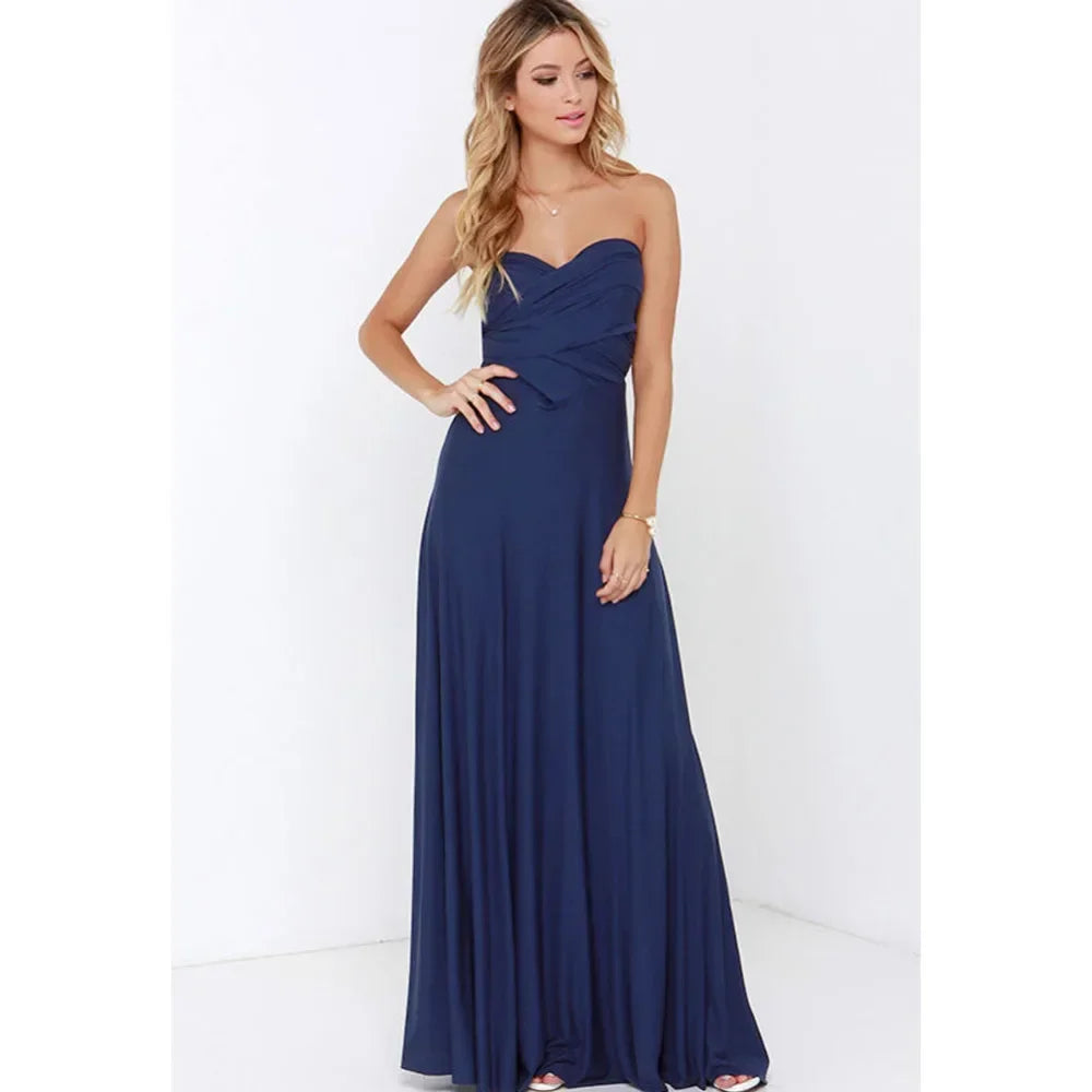 Abito Lungo Multiway Donna con Scollo a V – Vestito Trasformabile Elegante