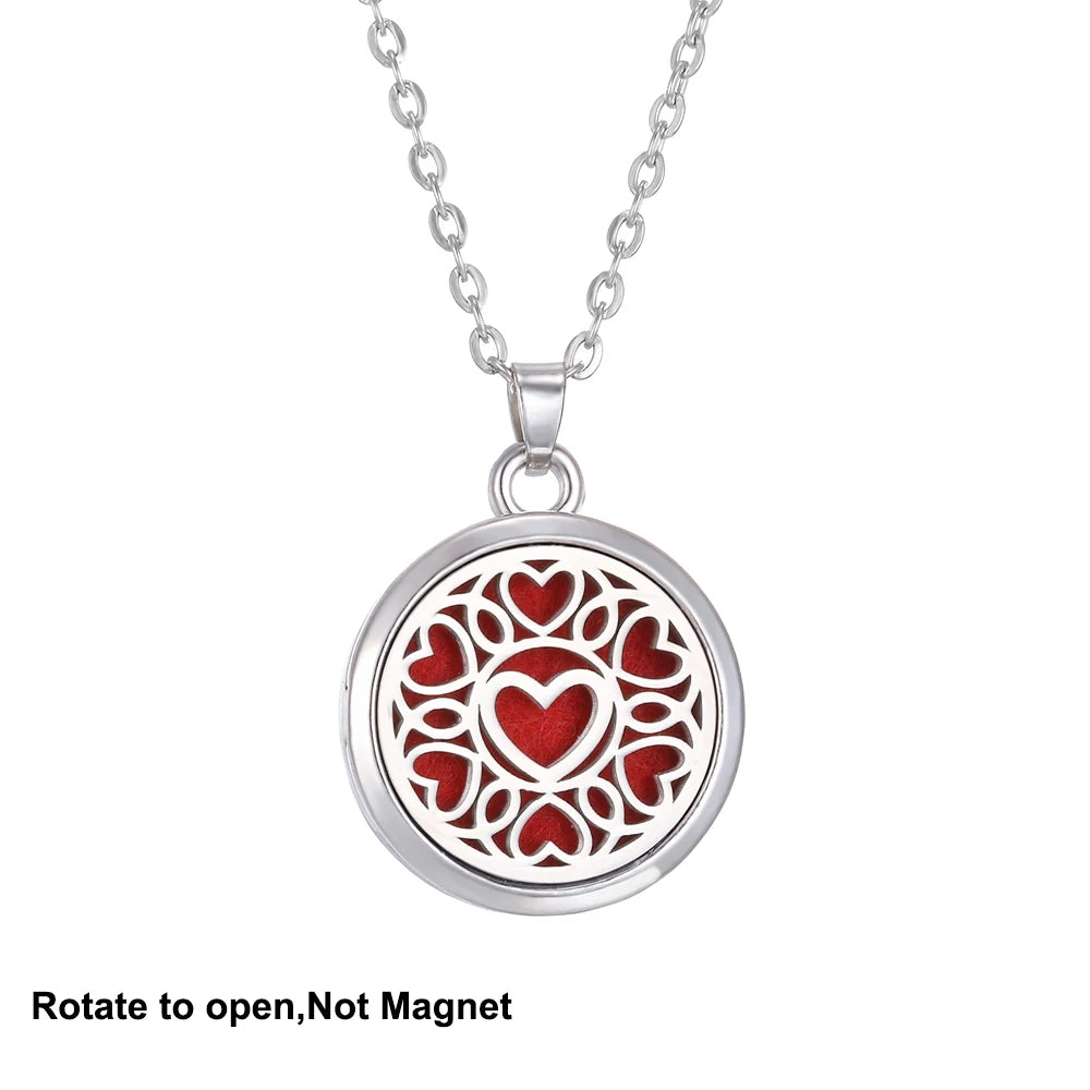 Collana Aromaterapia Albero della Vita – Ciondolo Rotondo Diffusore Oli Essenziali in Acciaio Inox | Idea Regalo Donna