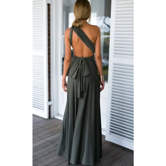 Abito Lungo Multiway Donna con Scollo a V – Vestito Trasformabile Elegante