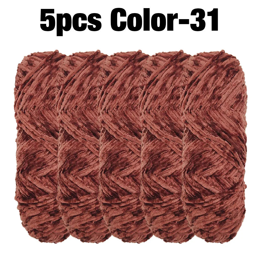 Set 5 rotoli filato ciniglia velluto 100 g – filo morbido e caldo per coperta, maglione, cuscini, DIY
