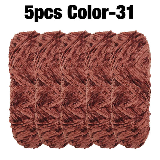 Set 5 rotoli filato ciniglia velluto 100 g – filo morbido e caldo per coperta, maglione, cuscini, DIY