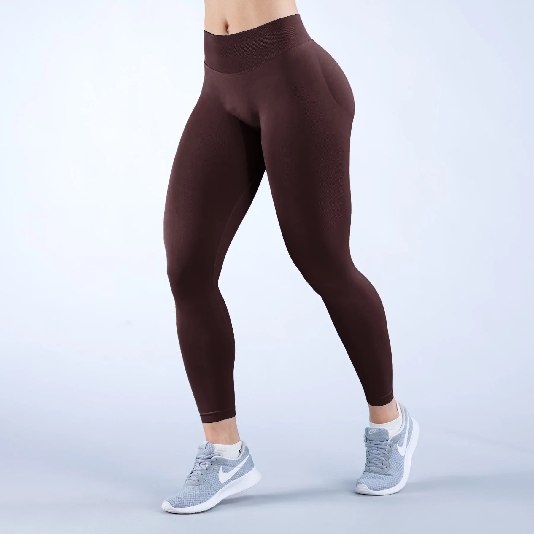 Leggings Teveo con Logo – Seamless Yoga & Gym per Donna, Vita Alta e Scrunch