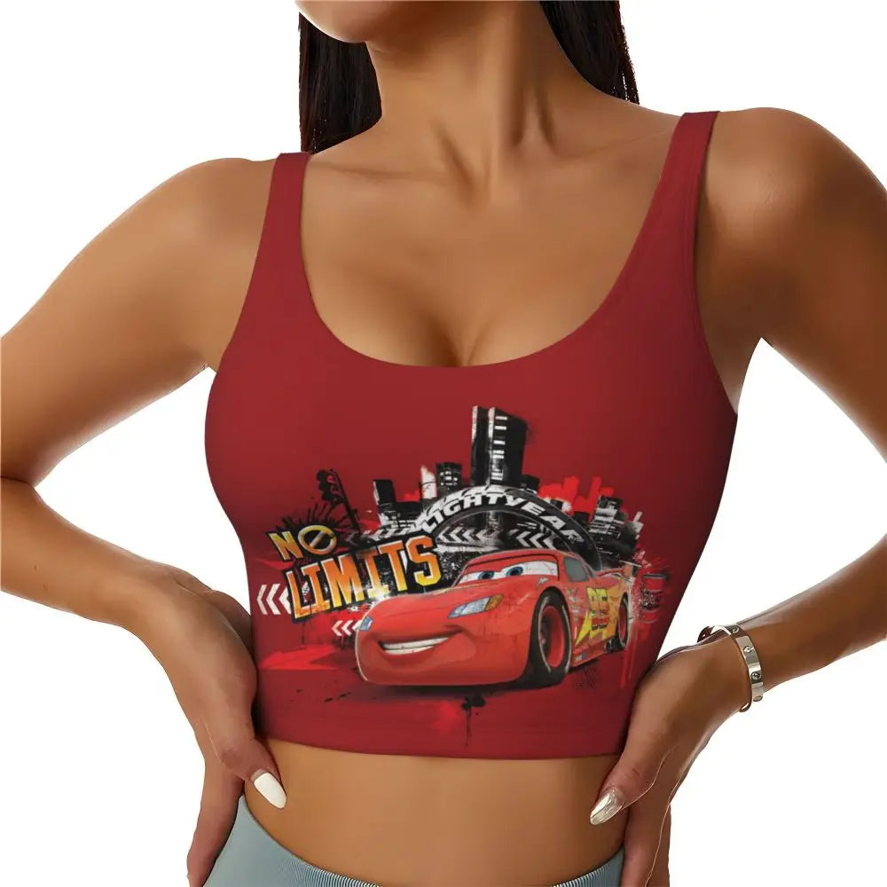 Maglia cars SaettaMcQueen Donna | Cartoon Fitness Crop Top Cars