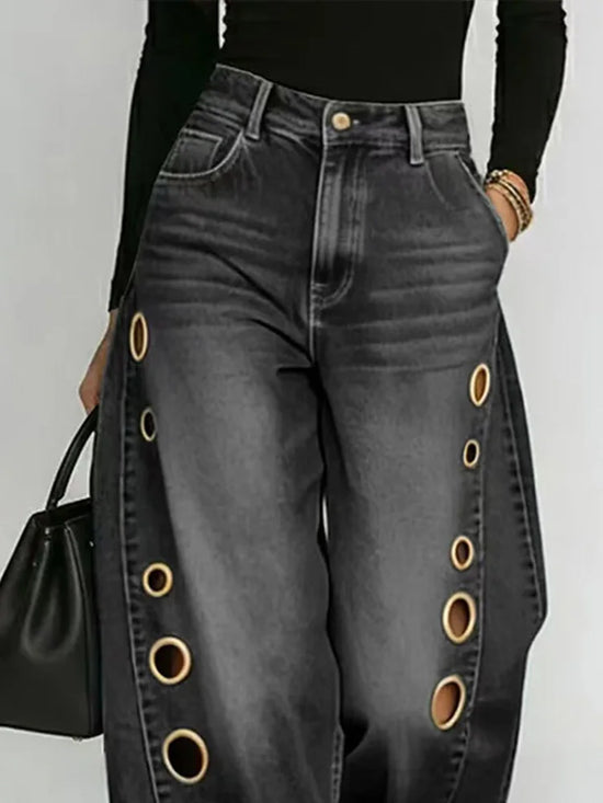 Jeans Donna Wide Leg con Pizzo – Denim Fashion Y2K