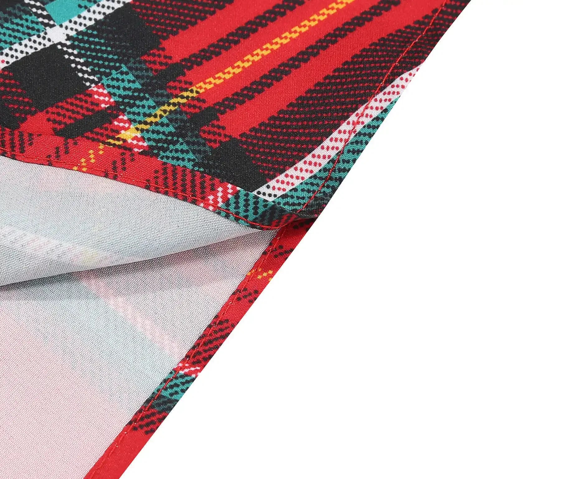 Abito donna autunno-inverno con motivo scozzese natalizio – manica lunga, vita regolare, stile elegante plaid rossa e verde