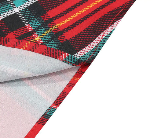 Abito donna autunno-inverno con motivo scozzese natalizio – manica lunga, vita regolare, stile elegante plaid rossa e verde