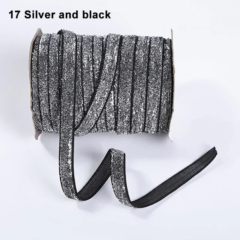 Nastro velluto glitter 10 mm – 50 metri multicolore per decorazioni, fai-da-te, confezioni regalo e artigianato