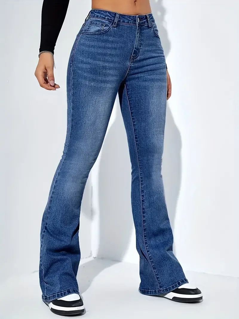 Jeans Flare Donna Vita Alta Elasticizzati – Denim Lavato - dettaglio prodotto