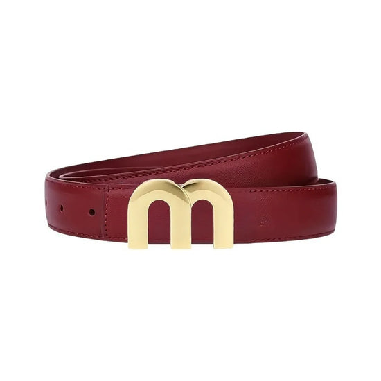 Cintura donna in PU leather con fibbia dorata “M” – cintura slim moda 2025 adatta a jeans, abiti, look casual chic